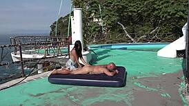 Two hot butts and two hard rods getting wild outdoors.