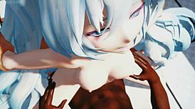 i tease miku in the wet pool anime scene