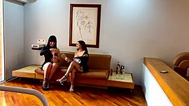 Lesbians Devour Each Other on Couch With Wild Oral Sex!