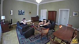 Yo, check this amazing Czech brunette earning cash for a ring with wild sex action!