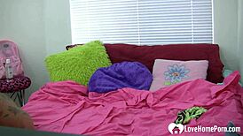 Sexy Brunette with Large Boobs Gets Naked