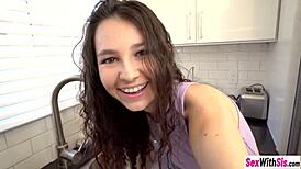 hey, sexy teen liz jordan needs cleaning help and stepbro’s huge cock