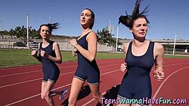 yo, check this teenage slut licking and fingering ass at the party