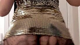hot crossdresser in that sexy gold tight dress, wanna see?