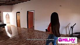 Horny Landlady with Big Tits Catches Me and Craves My Huge Cock