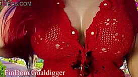 Goddess in cosplay gives jerk off instructions for domination game