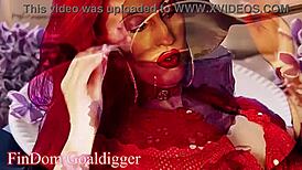 Goddess in cosplay gives jerk off instructions for domination game