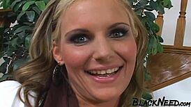 blonde newbie sucks big black cock for first time