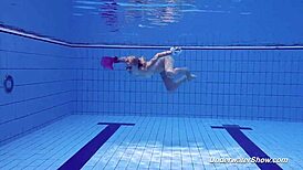 proklova strips bikini for underwater swim