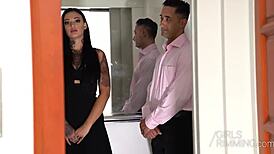 Girlsrimming - Adel Asanty gets wild anal action in elevator rimjob scene