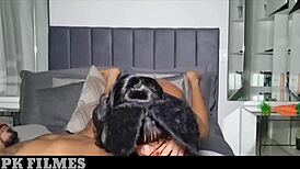 Moreno tatuado fills coelhinha safada's ass with creamy load