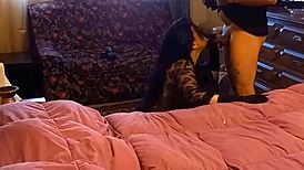 A risky blowjob with big tits and cum