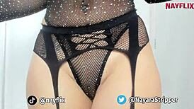 she dances funk with anal plug, shaking her ass to the beat