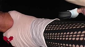 Mistress in White Latex Gloves Commands Ejaculation into Tomax Venus Real Onahole