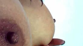 Black tranny strokes cock