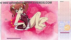 Kurusu Kanako strips during Arkanoid gameplay with clothes ripped.