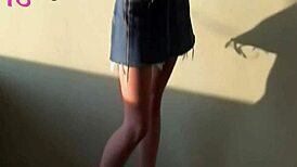 Slim sexy babe Nicole in blue undresses to tease us with pretty small tits and natural boobs?