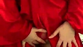 i feel the pleasure as brunette in red lingerie plays with herself