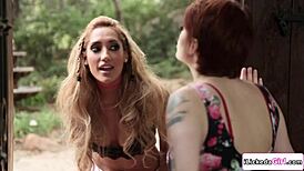 big tits lesbian scissoring with her blonde stepsister