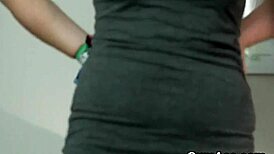 Peculiar bombshell swallowing all the cum in blowbang.