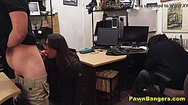 slut caught stealing at shop sucks and fucks owner under desk to escape