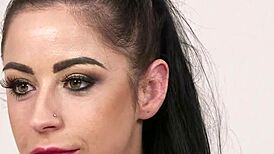 Sex kitten gets facial cumshot and swallows every drop