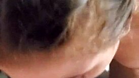 RV POV brunette with pigtails gives a blowjob