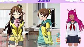 Vtuber engages in solo masturbation while playing Go Go Nippon game, reaching orgasm with vibrator.