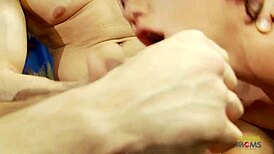 this cutie in a red dress is getting fucked so hard from behind on the sofa, her pussy is dripping wet