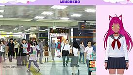 Vtuber engages in solo masturbation while playing Go Go Nippon game, reaching orgasm with vibrator.