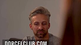 Gang Bang With Brunette Babe In Lingerie