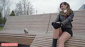 jeny smith flashes seamless pantyhose in public upskirt outdoor 😏