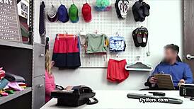 Kleptomaniac blonde craves officer's cock in office hidden cam 😏