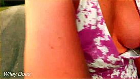 wife dares to flash cleavage on public bike ride