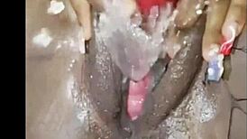 Ebony couple shares emotional sex with big black cock riding and squirting