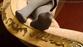 Feet Dangling And Teasing In Grey Pantyhose!