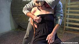 Roxy Lee bound and dildoed with nipple clamps