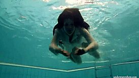 hungarian teen petra feels emotional getting nude in pool for you