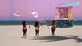 Big ass Latinas RIDING electric trikes at a public beach. Man, that BIG BOOTY shakes wild!