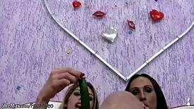 Naughty Shemale Foursome Enjoys Cucumber Anal Orgy With Toys And Panties