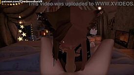 wow, this submissive babe is getting a rough deepthroat blowjob in vr, so hardcore! 😈