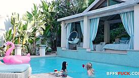 pool packed with lesbians having a wild orgy today