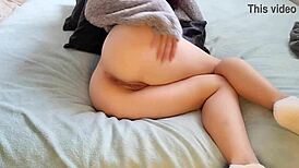 Petite teen achieves orgasm in fuzzy sweater