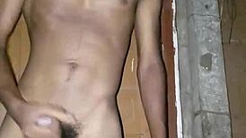 Indian teen boy shows off his monster cock in lockdown selfie.