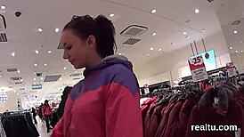 Czech teen seduced in shop, clothes ripped for POV pounding