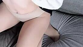 Siganjue Teases In Transparent Stockings With Wet Pussy