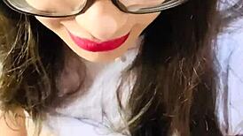 the beautiful latina prostitute with glasses gives me a blowjob and i cum on her face