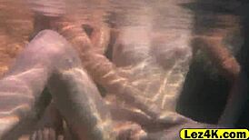 i watch gorgeous lesbians tease and kiss in pool, makin love underwater