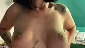 Wow! Pierced Milf Brunette Teases with Big Tits POV