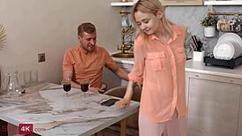 Lina Shisuta: Blonde Teen Takes Hard Anal in Kitchen Scene